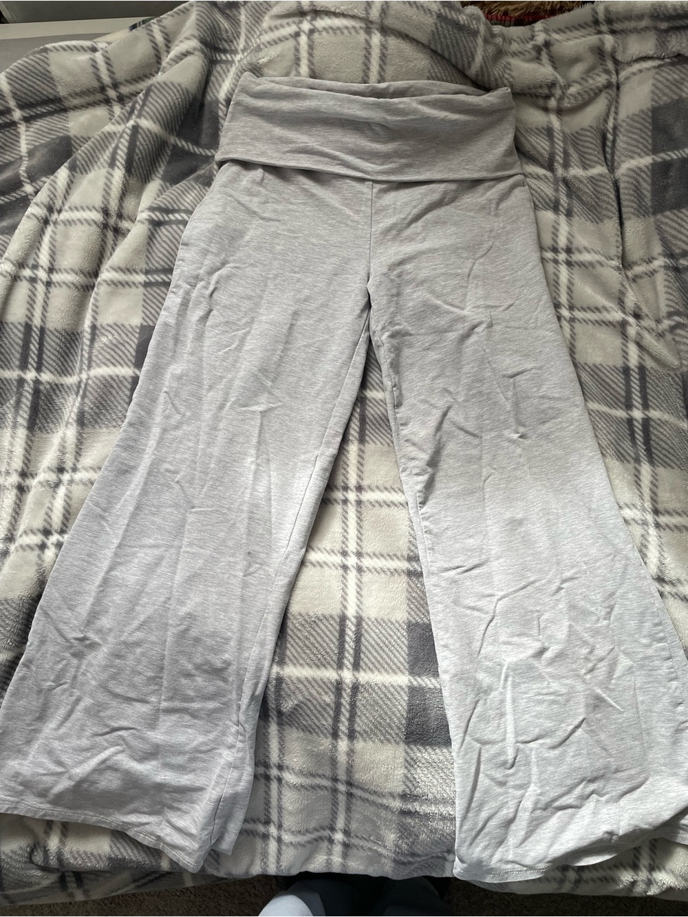 Edikted Light Gray Fold-Over Waist Lounge Pants